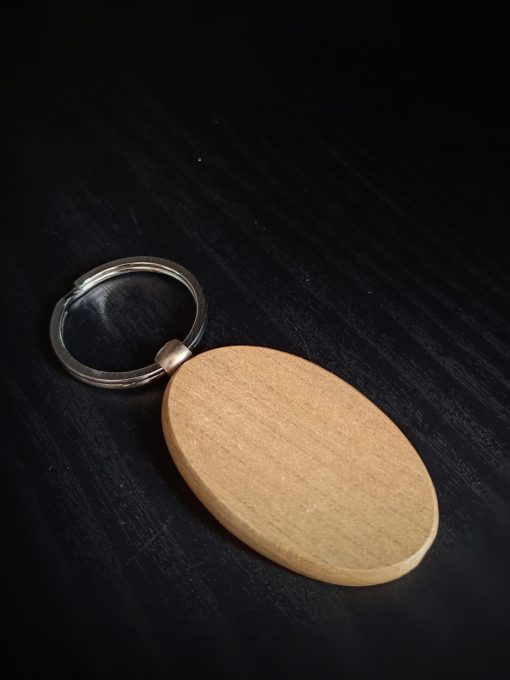 Ovale houten sleutelhanger
