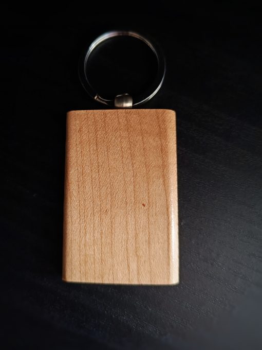 rechthoekige houten sleutelhanger