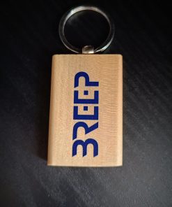 rechthoekige houten sleutelhanger met print