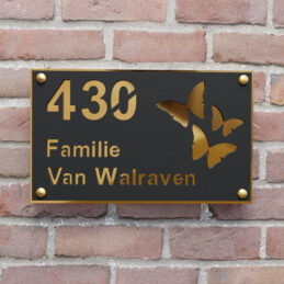 naambord rechthoek vlinders goud afstandhouders