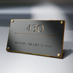 naambord duolayer rechthoek horizontal goud Afstandhouders