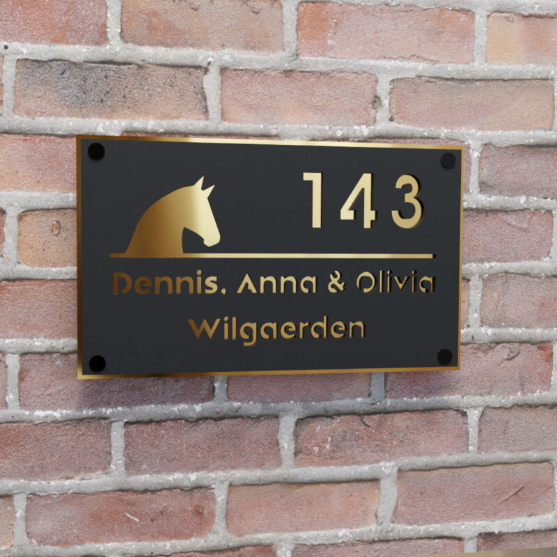 naambord rechthoek liggend paard