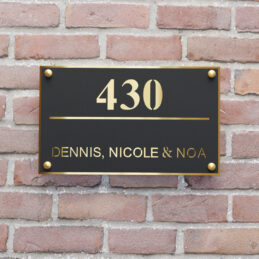 naambord duolayer rechthoek horizontal goud blind