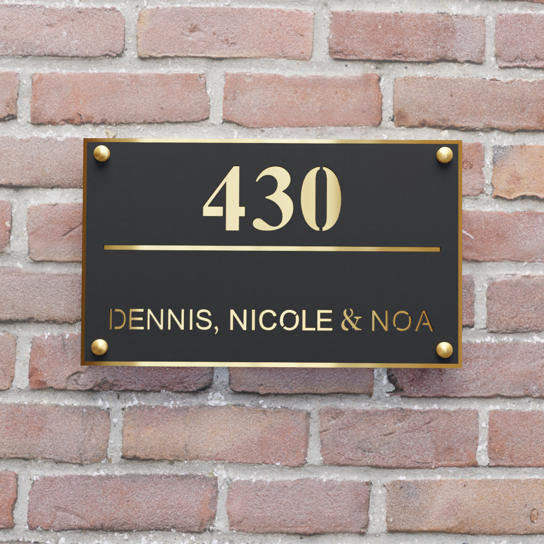 naambord duolayer rechthoek horizontal goud blind