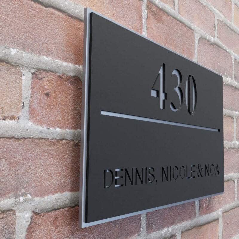 naambord rechthoek met streep grijs blind detail