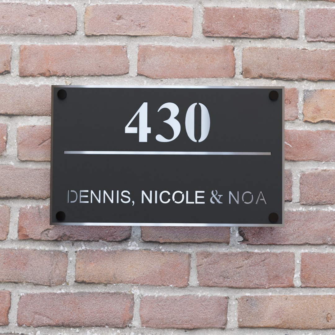 naambord rechthoek met streep zilver snapcaps