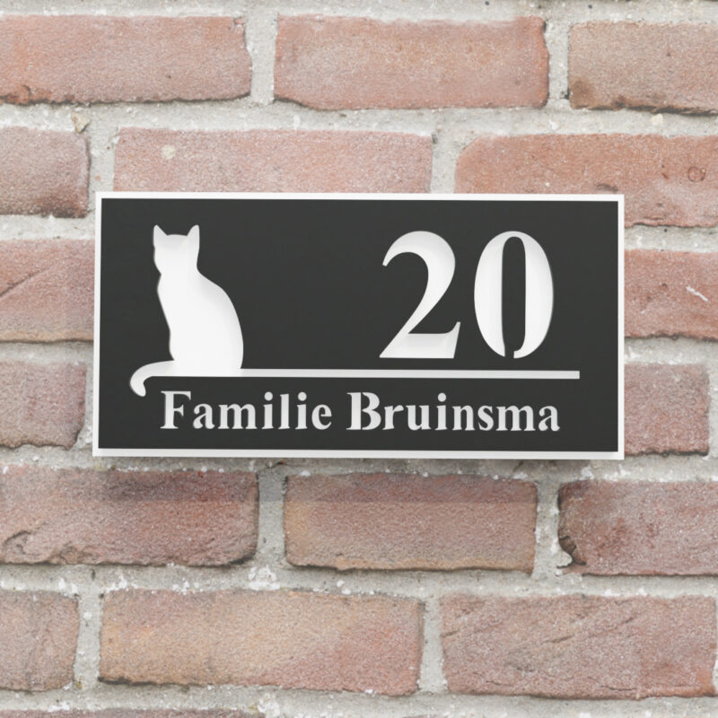 naambord smal kat 20x10 zwart wit blind