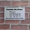 aluminium naambord 25x15 cartoon familie zilver afstandhouders