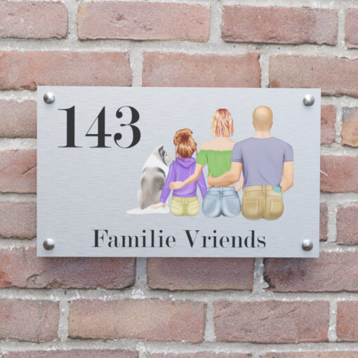 naambord familie achterzijde 25x15 zilver afstandhouders