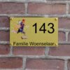 naambord voetbal 25x15 aluminium goud afstandhouders