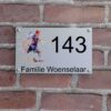 naambord voetbal 25x15 aluminium zilver met afstandshouders