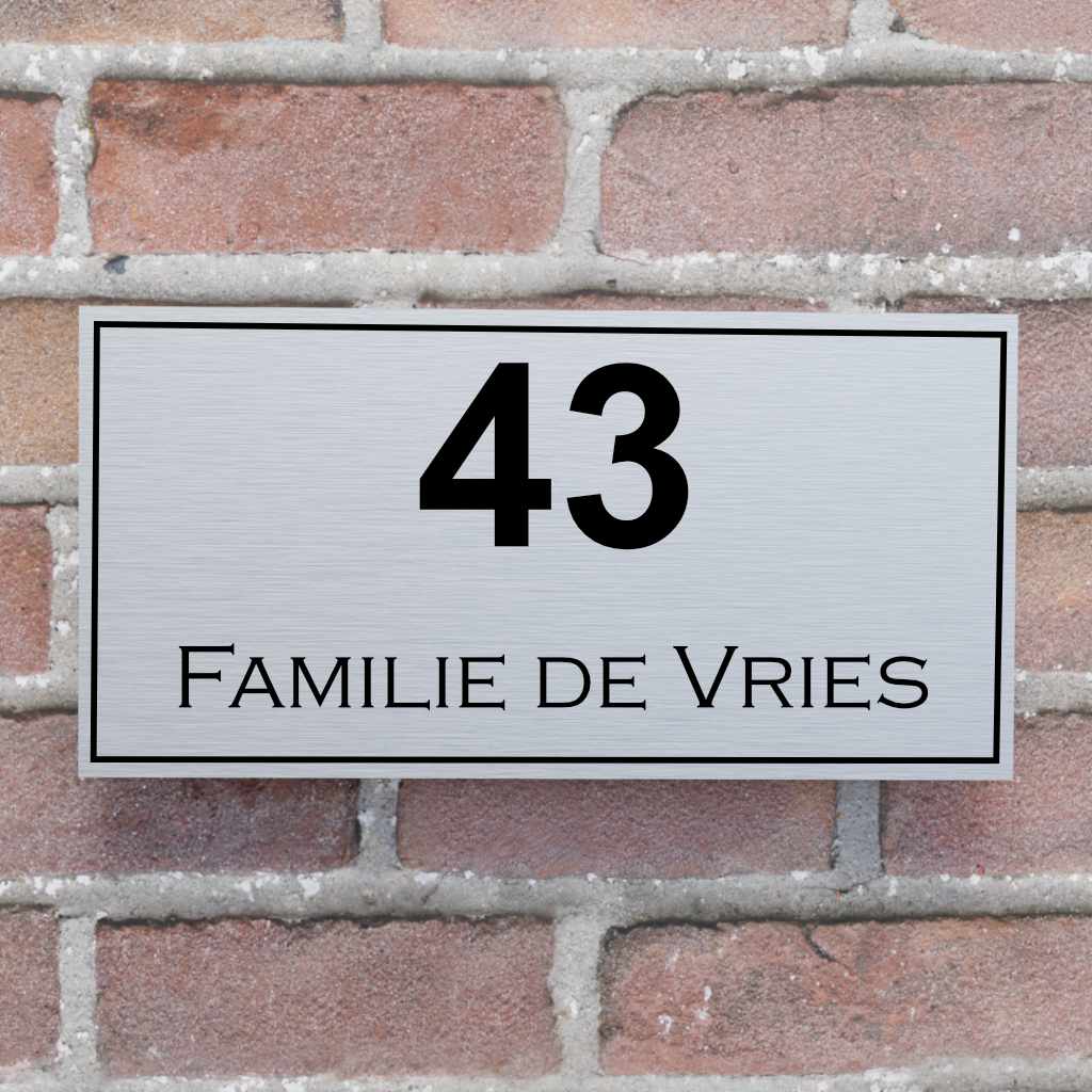 aluminium adresbord rechte hoeken blind