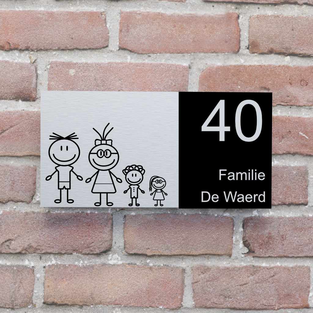 naambord alu 20x10 familie zwart blok