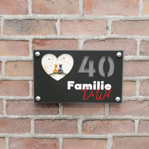 naambord rechthoek frame hart afstandhouders metallic grijs