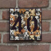 naambord vierkant print hond aubergine afstandhouders