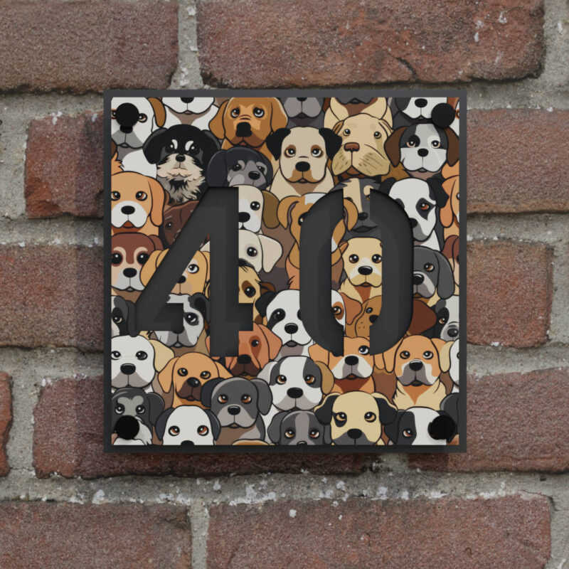 naambord vierkant print hond grijs snapcaps