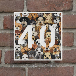naambord vierkant print hond wit afstandhouders