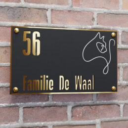 naambord rechthoek illustratie kat goud afstandhouders