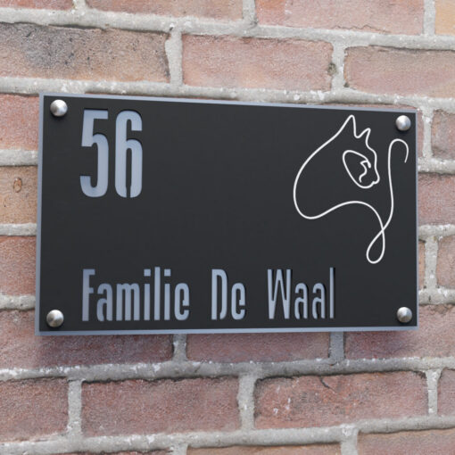 naambord rechthoek illustratie kat grijs metallic afstandhouders