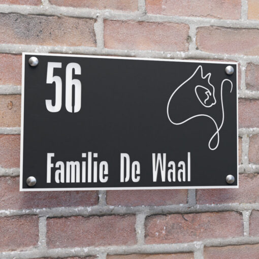 naambord rechthoek illustratie kat wit afstandhouders