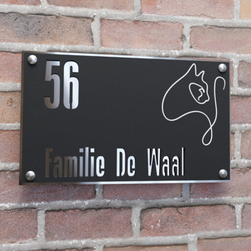 naambord rechthoek illustratie kat zilver afstandhouders