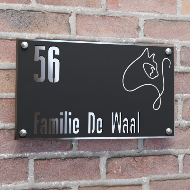 naambord rechthoek illustratie kat zilver afstandhouders