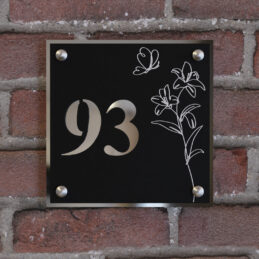 naambord vierkant bloem zilver afstandhouders