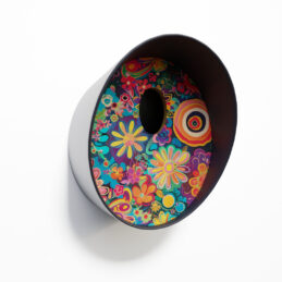 vogelhuis grijs ovaal met print