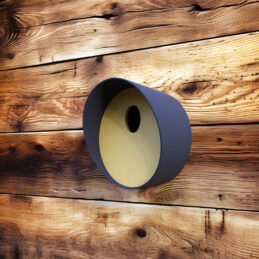 vogelhuisje ovaal blauw met ovaal gat schutting