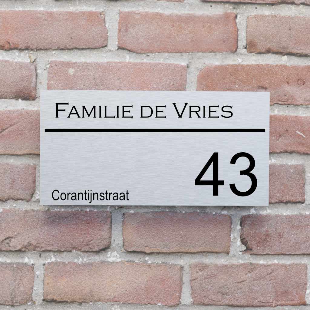naambord alu 20x10 naam met streep