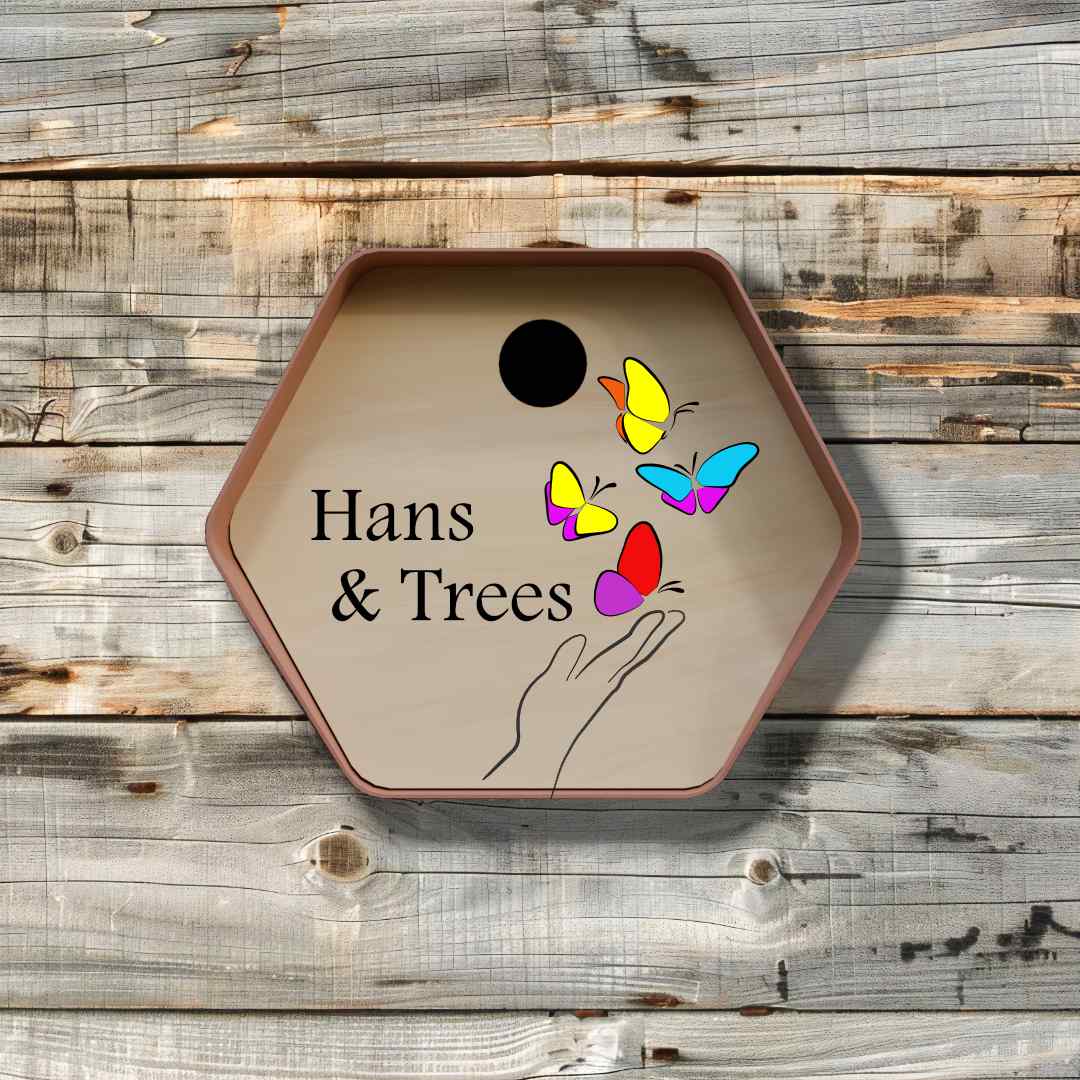 vogelhuisje hive rond met bedrukking vlinder