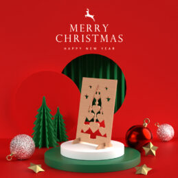 kerstkaart harten schuin