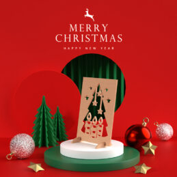 kerstkaart kaarsen schuin