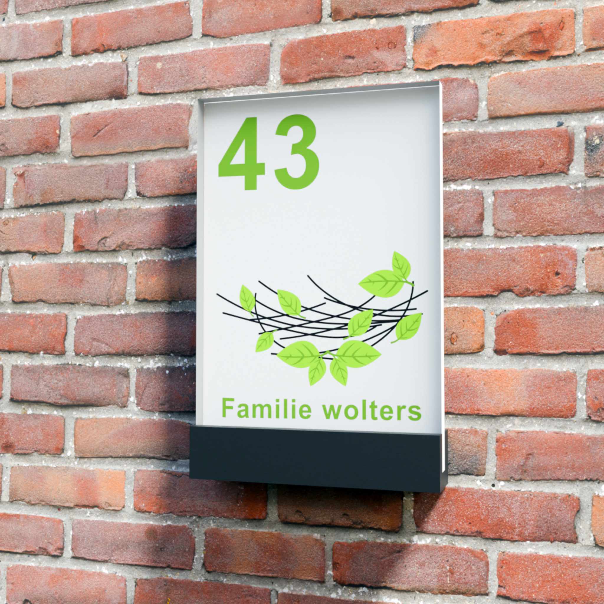 Modern naambordje van transparant acryl model Lucid Vertical 12x18 cm voor bij de voordeur.