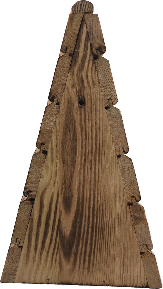 vogelhuis tipi gebrand hout achteraanzicht