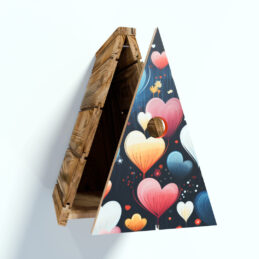 vogelhuis tipi gebrand hout vooraanzicht losse voorkant met print_1