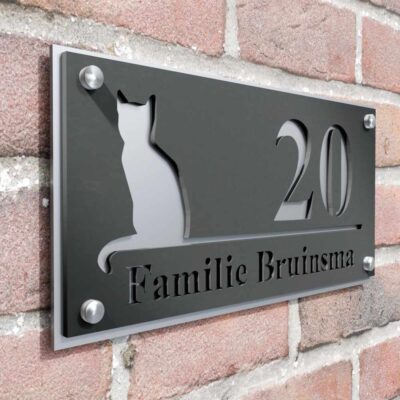 naambord duallayer kat metallic grijs afstandhouders