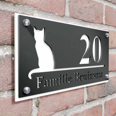naambord duallayer kat wit afstandhouders