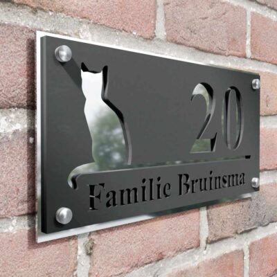 naambord duallayer kat zilver afstandhouders