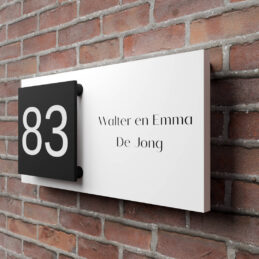 Naambord Wit met vierkant Huisnummer links