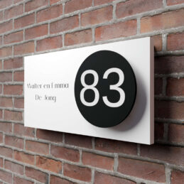 Naambord Wit met rond Huisnummer rechts