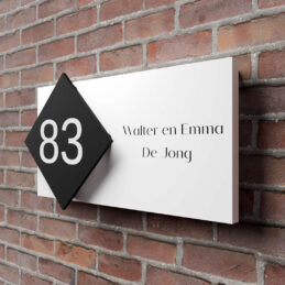 Naambord Wit met ruit Huisnummer links