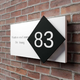 Naambord Wit met ruit Huisnummer rechts