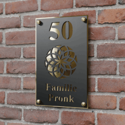 Naambord Rechthoek staand met geometrisch bloemmotief